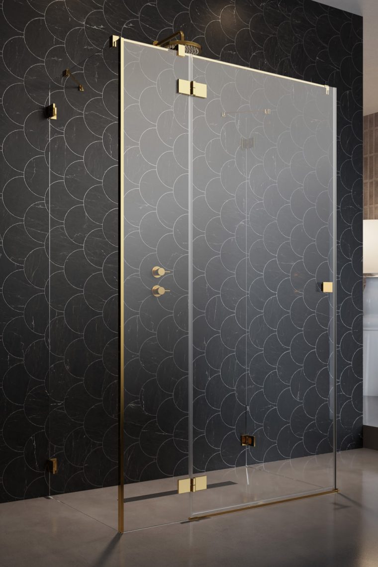 душевой уголок radaway essenza pro gold kdj+s 120x80 стекла прозрачные, профиль золото
