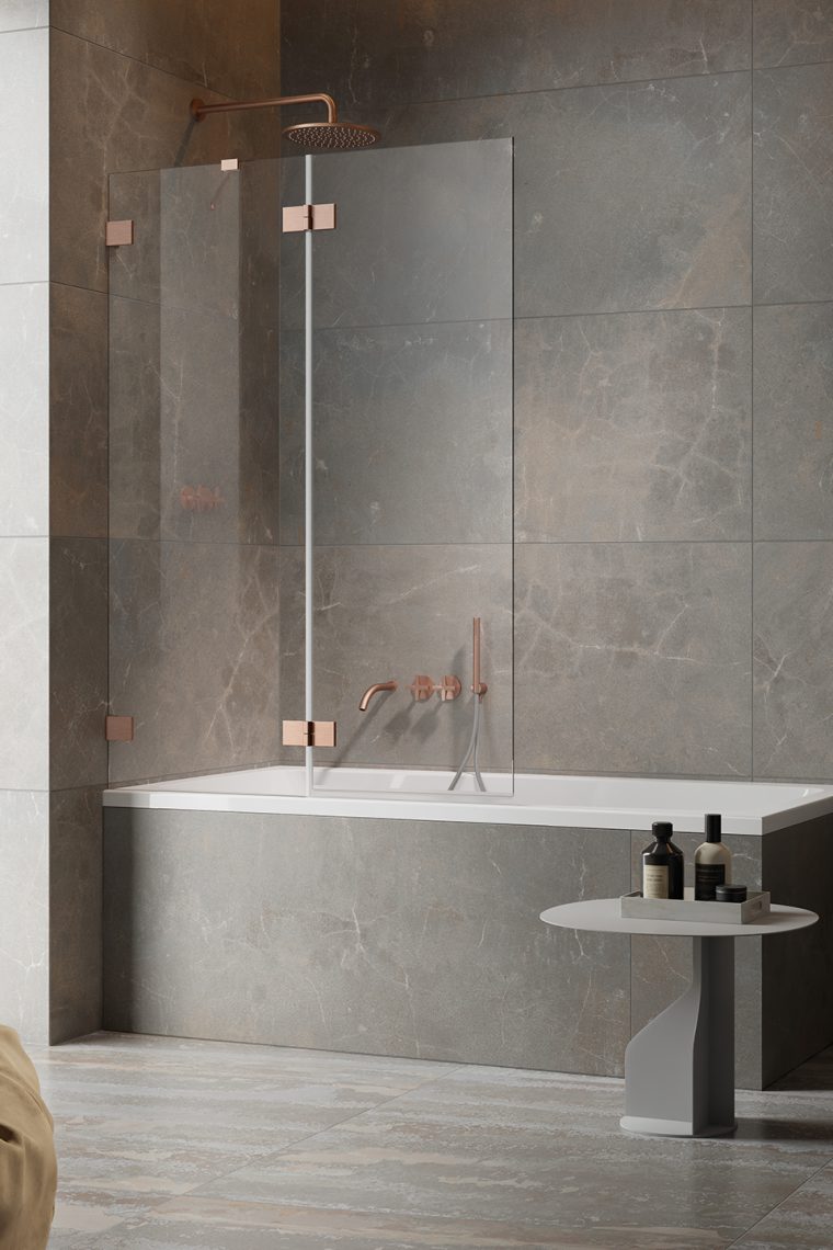 шторка на ванну radaway essenza pro brushed copper pnd ii 110 l (прозрачное/брашированная медь)