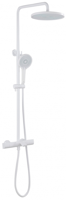 душевая стойка abber thermostat af8516fwl с термостатом, белый матовый