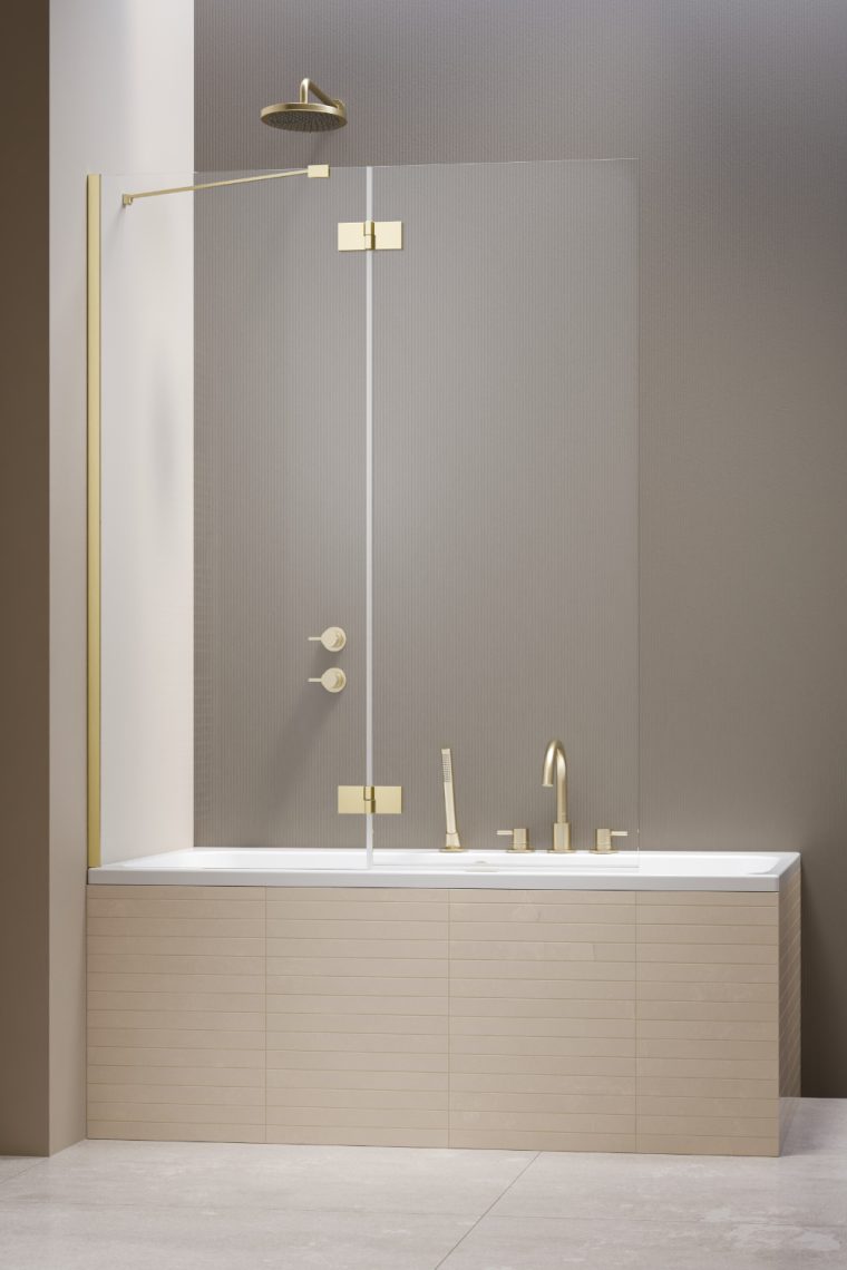 душевая шторка radaway essenza 6 brushed light gold pnd ii 110x150 левая, стекла прозрачные, профиль брашированное светлое золото