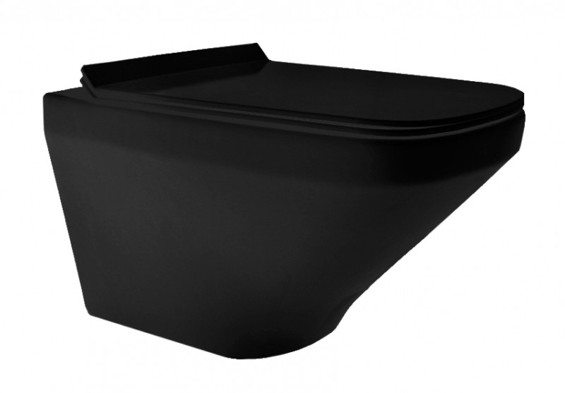 унитаз подвесной esbano onix esuponixbm 37,5x54 сиденье duroplast, softclose, черный матовый