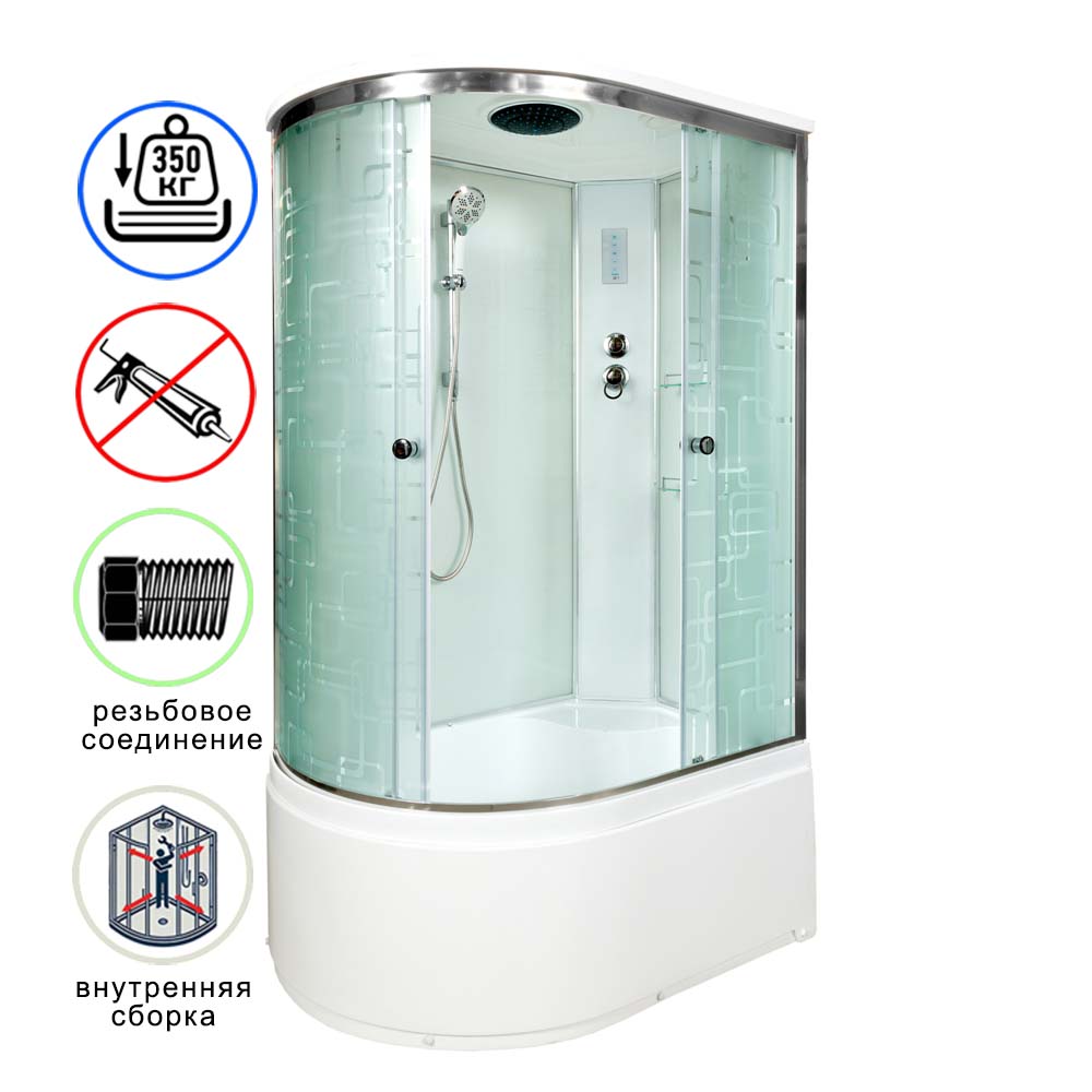 душевая кабина avacan em5012rel ava 120x90 с электрикой, правая, стекла с рисунком, профиль хром