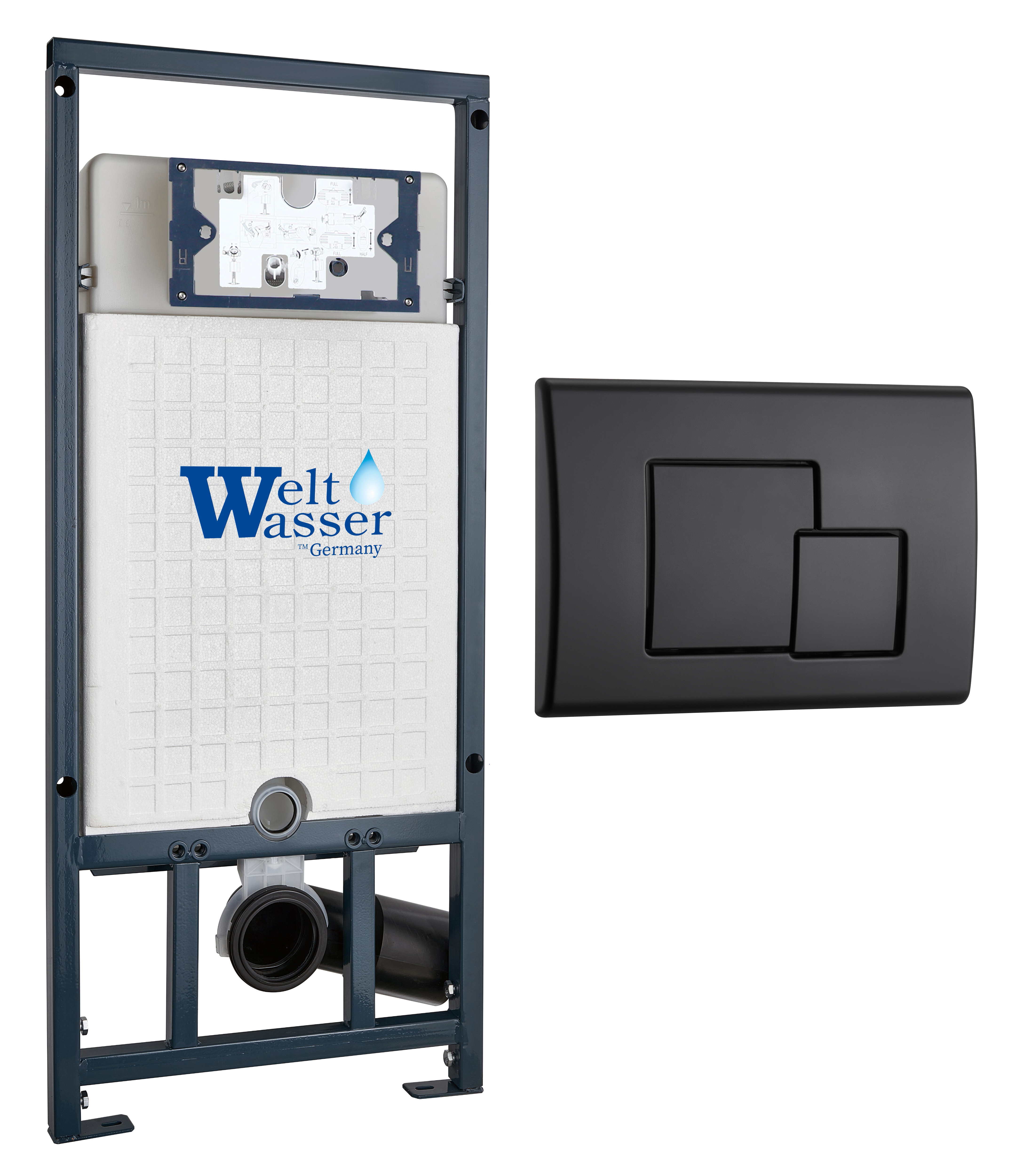 инсталляция welt-wasser marberg 507 se bl с клавишей смыва, черный