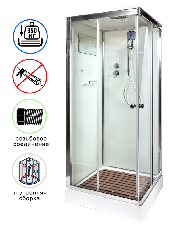 душевая кабина avacan k409s ava 90x90 стандарт, стекла прозрачные, профиль хром