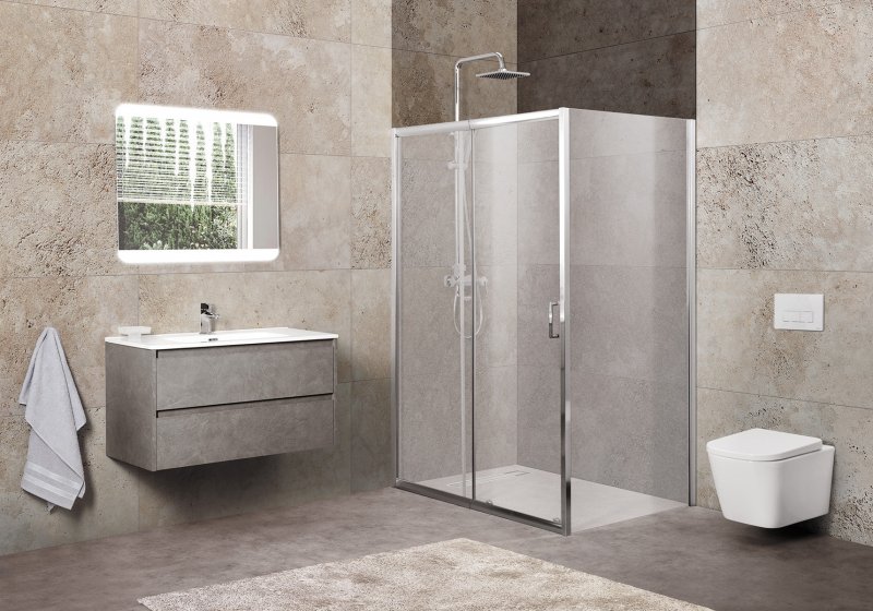 душевой уголок belbagno unique-ah-1-100/115-80-p-cr (100-115)x80 стекла рифленые