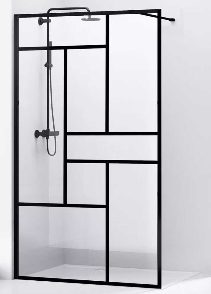 душевой уголок abber immer offen ag63120b walk-in 120x200 прозрачные стекла / черный профиль