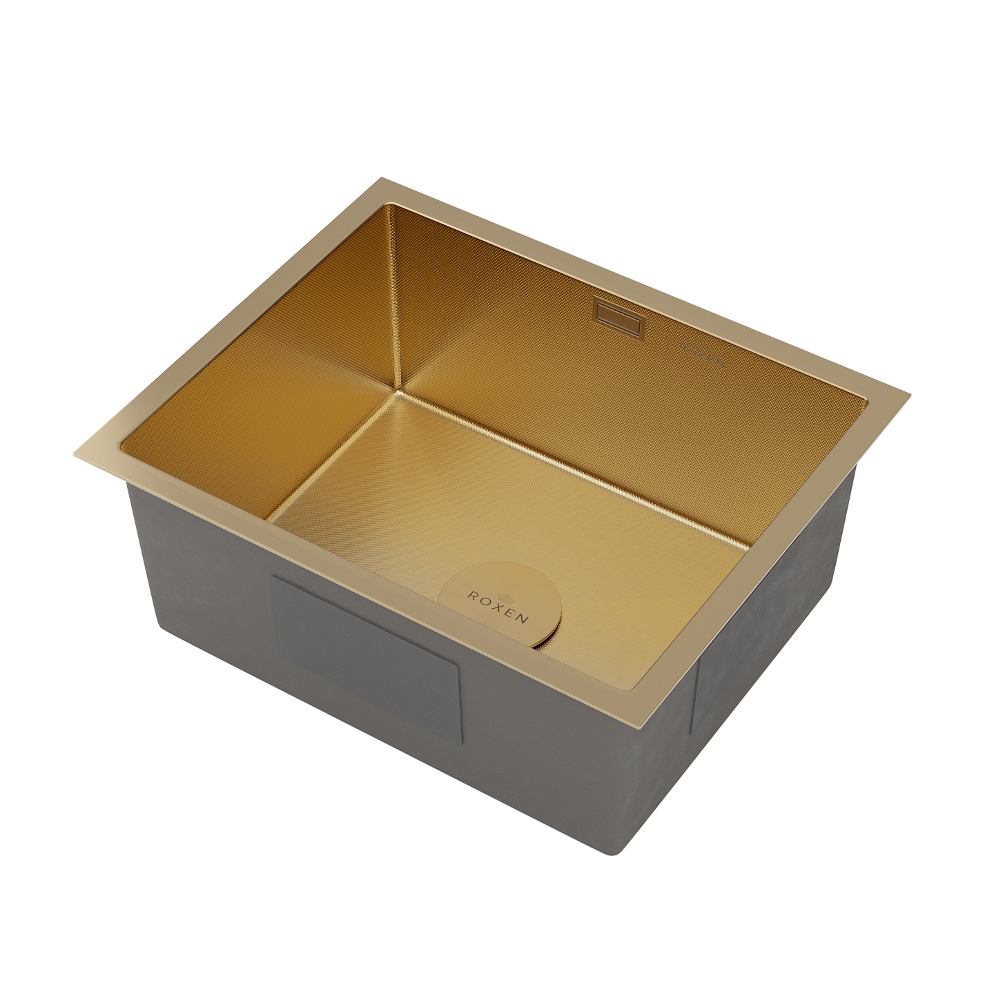 кухонная мойка roxen uno 560210-54g-gr 54x44 золото/зерно