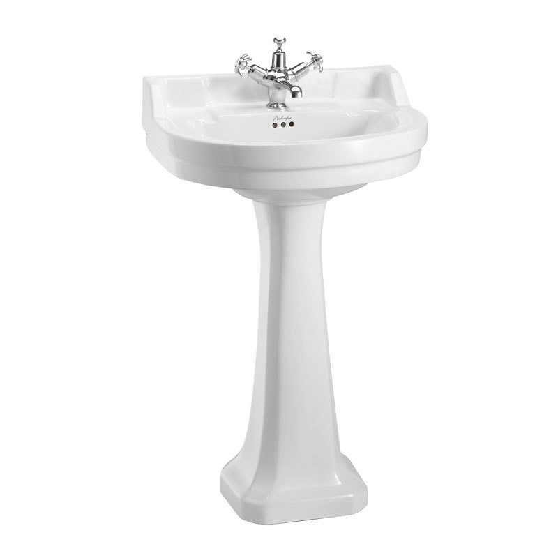 умывальник burlington edwardian b6 1th 56x47 (на 1 отверстие) с пьедесталом p1 белый