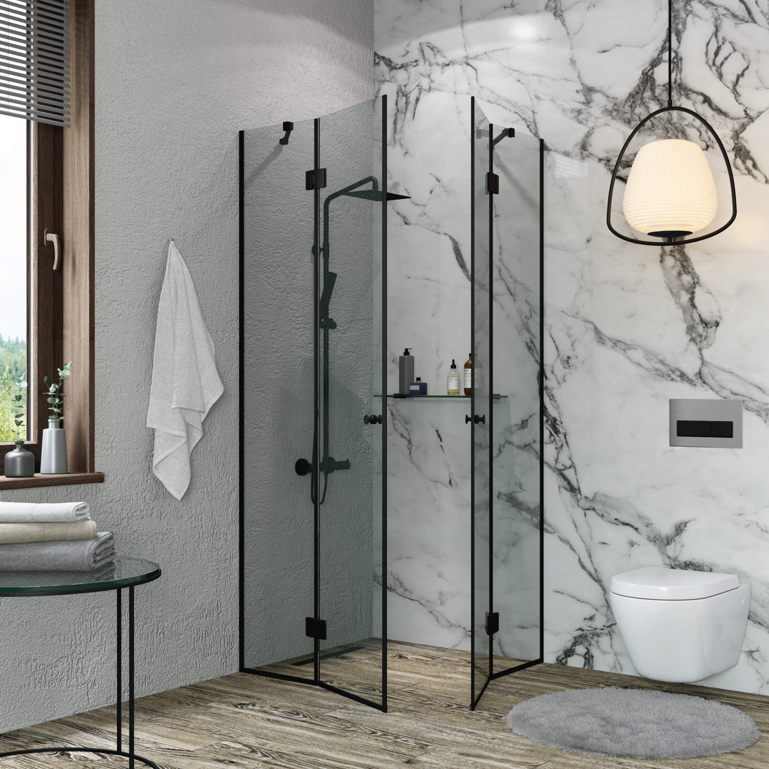душевой уголок benetto black ben-206 100x80 прозрачные стекла / профиль черный