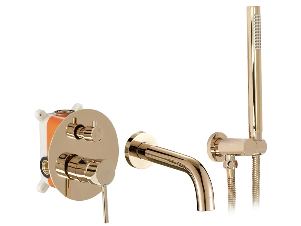 душевая система скрытого монтажа rea lungo rose gold b6930 золото розовое