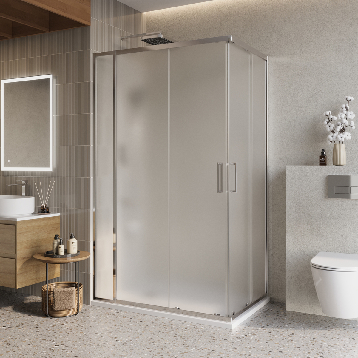 душевой уголок belbagno luce-ah-21-120/80-p-cr, 120 х 80 см, стекло рифленое / профиль хром