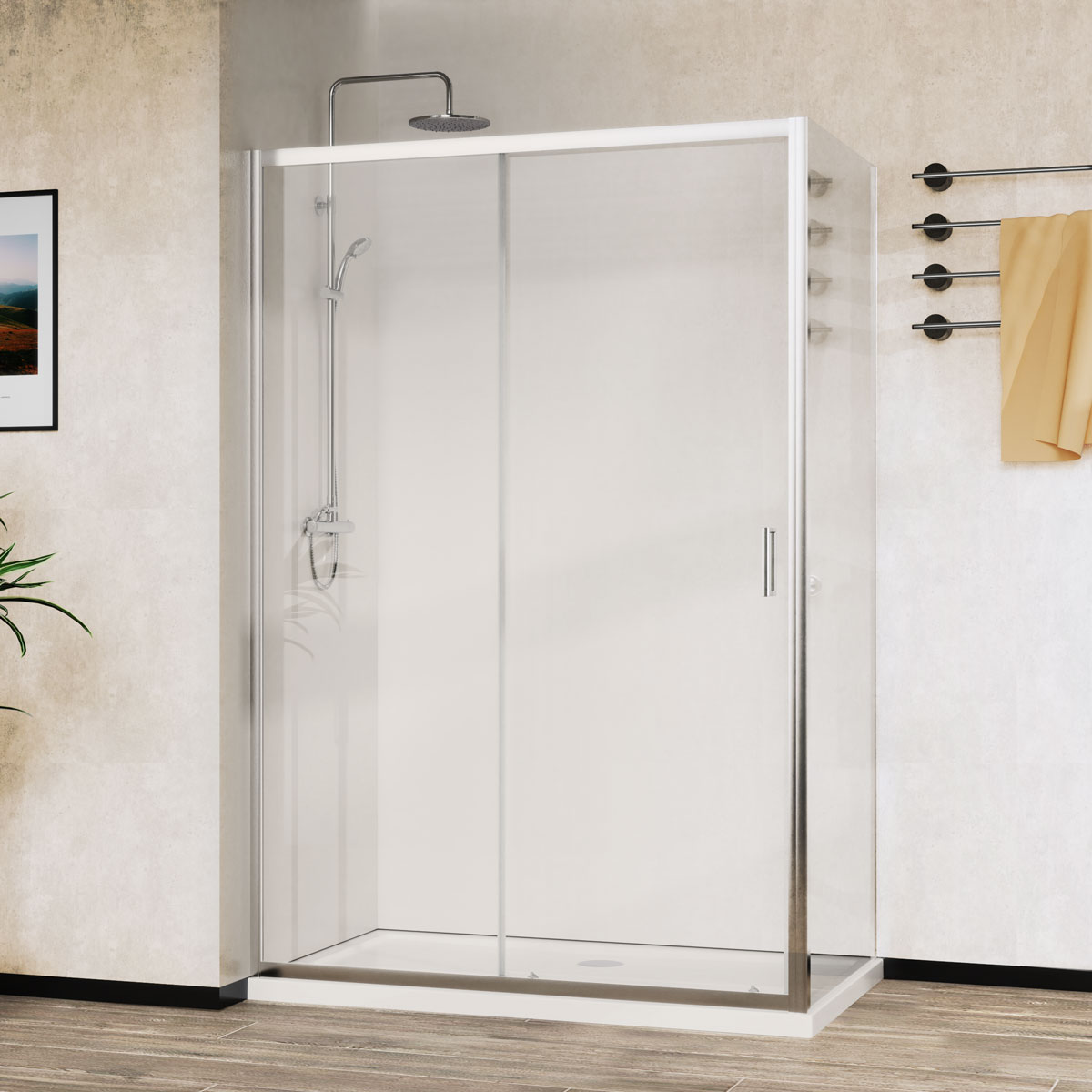 душевой уголок vincea city vsr-5ct9011cl 110x90 стекла прозрачные, профиль хром