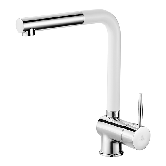 смеситель для мойки deante aster bca_w730 с выдвижным изливом хром/белый
