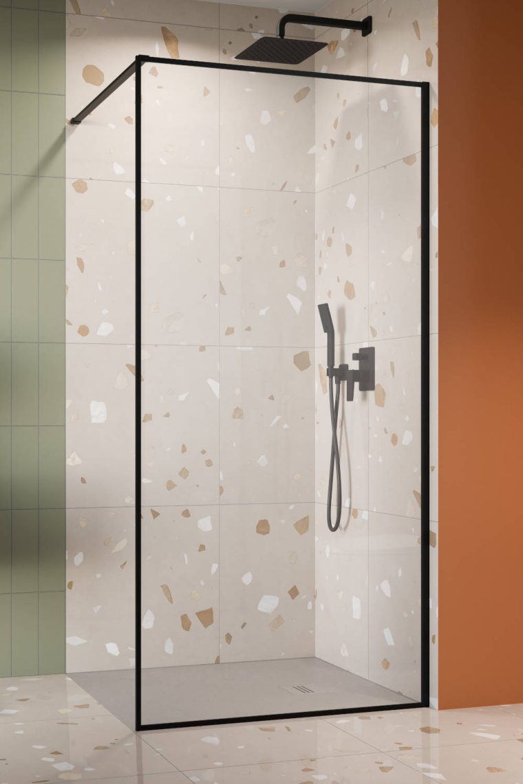 душевой уголок radaway modo f black ii 80x200 стекла прозрачные, профиль черный