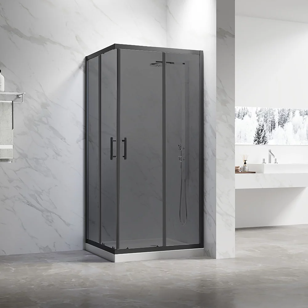 душевой уголок veconi rv-27b 120x90 стекла тонированные, профиль черный матовый