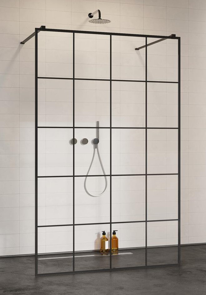 душевой уголок radaway walk-in modo x i black factory 140x200 стекла прозрачные (factory), профиль черный