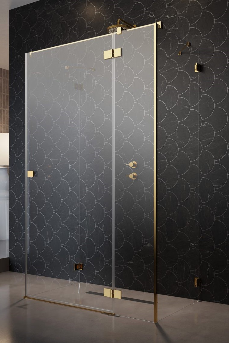 душевой уголок radaway essenza pro gold kdj+s 90x90 стекла прозрачные, профиль золото