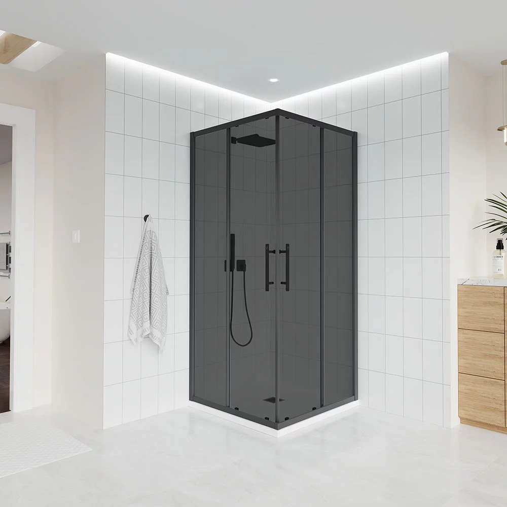 душевой уголок veconi evo 300 gr 120x80 тонированные стекла / профиль брашированный графит