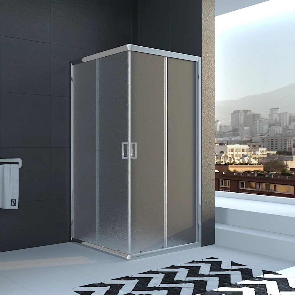 душевой уголок veconi rv22-19c1 100x100 стекла матовые, профиль хром
