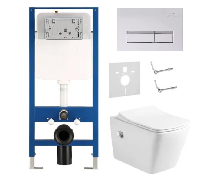 комплект инсталляции amore di mare quickfit 50114 и клавиши смыва 404w с унитазом garda bidet p310x