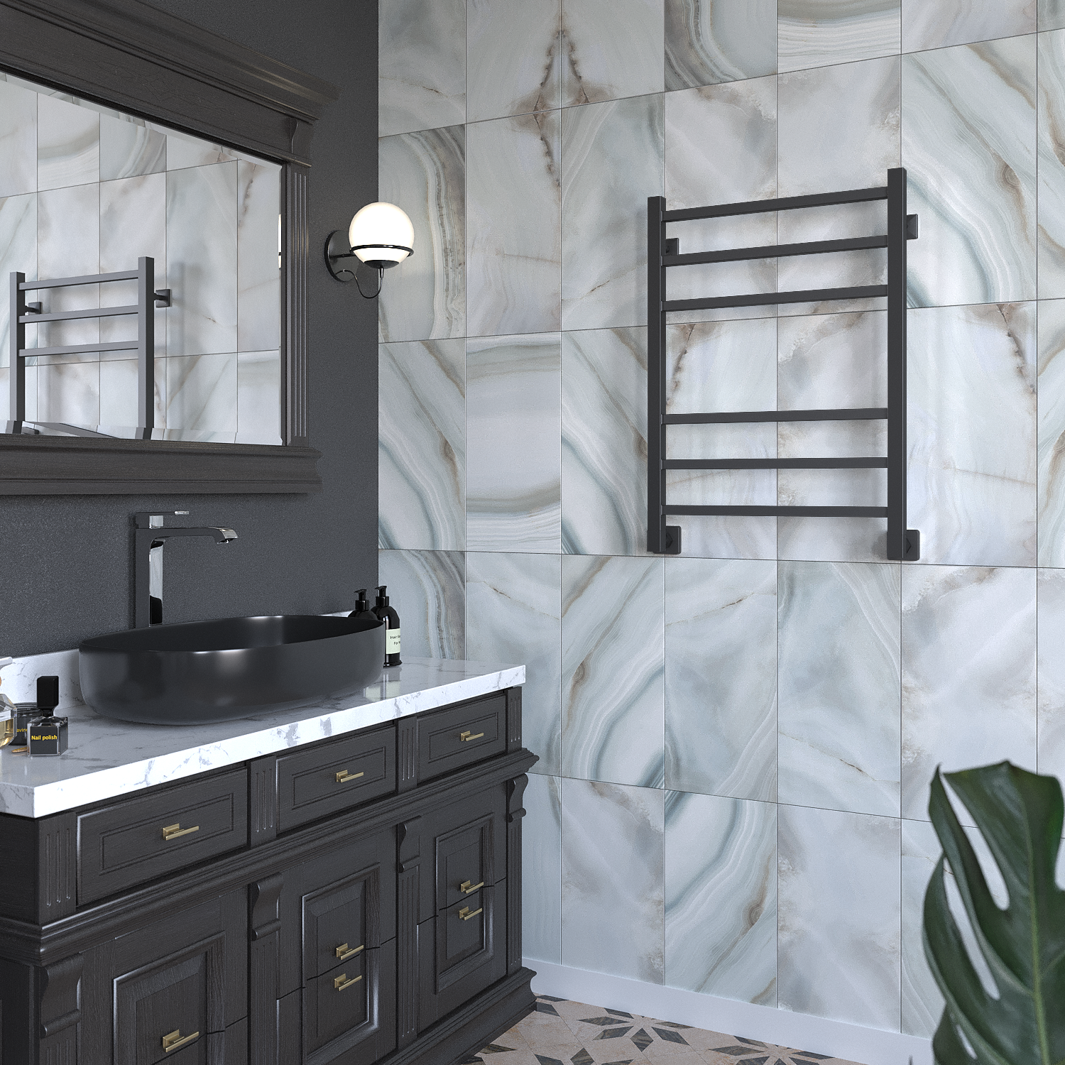 полотенцесушитель водяной stinox quatro 50x70 черный матовый