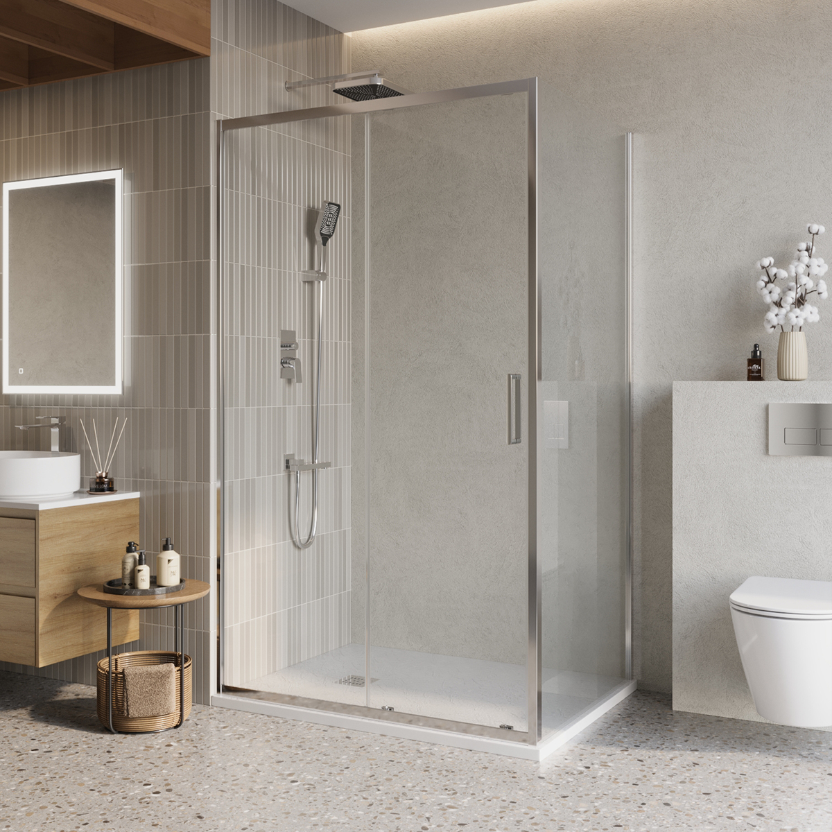 душевой уголок belbagno luce-ah-1-120/80-c-cr, 120 х 80 см, стекло прозрачное / профиль хром