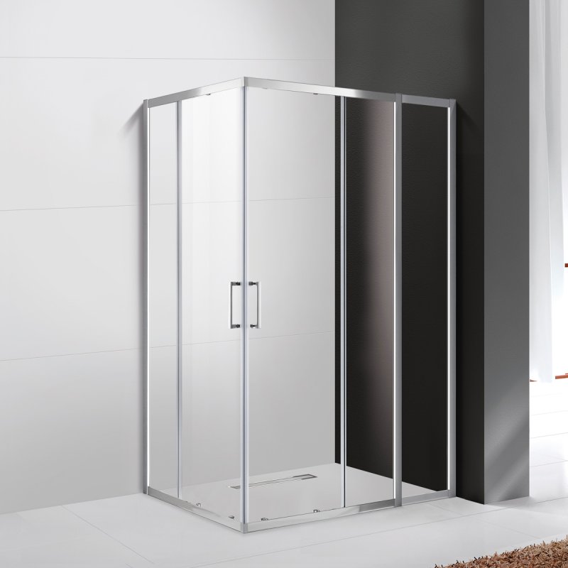 душевой уголок cezares molveno-ah-21-100+30-c-cr-iv 130x100 стекла прозрачные, профиль хром