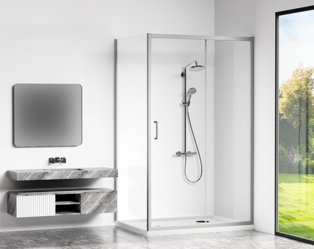 душевой уголок gooddoor cube wtw+sp 140x100 прозрачное стекло / профиль хром