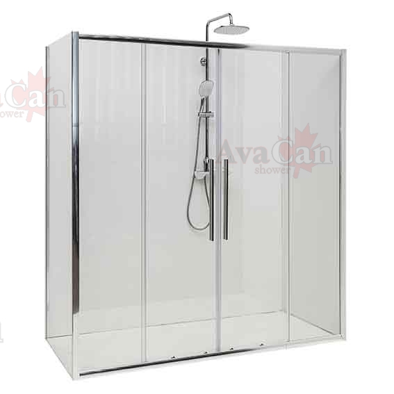 душевой уголок avacan fc2 170-190 + sc 90 ava 170-190x90 стекла прозрачные, профиль хром