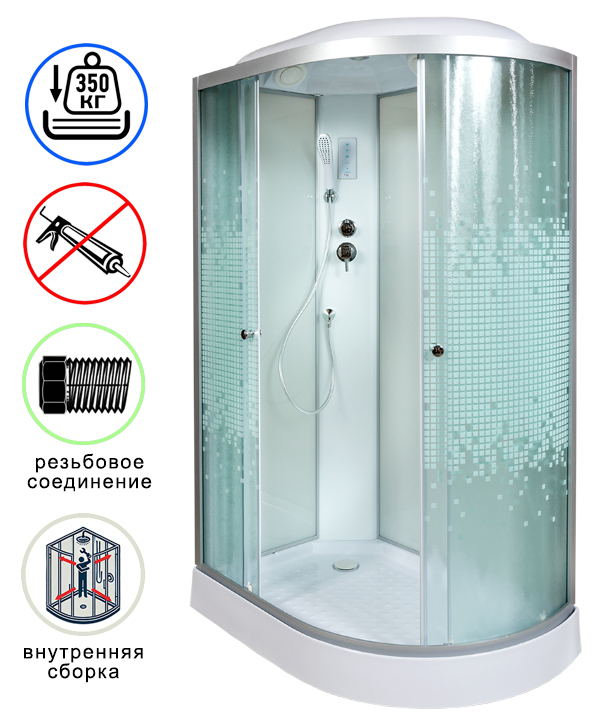 душевая кабина avacan l902lel ava 120x80 с электрикой (стекла матовые с рисунком) левая