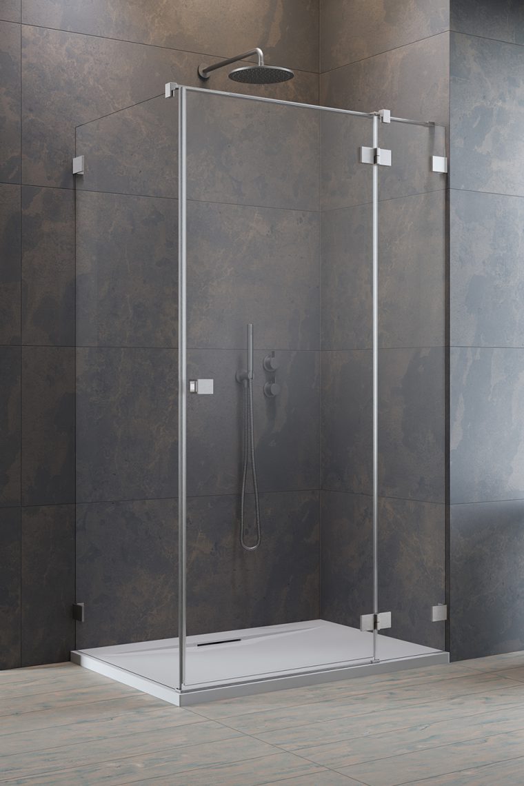 душевой уголок radaway essenza pro brushed nickel kdj r 80x100 прозрачное стекло / профиль брашированный никель (правый)