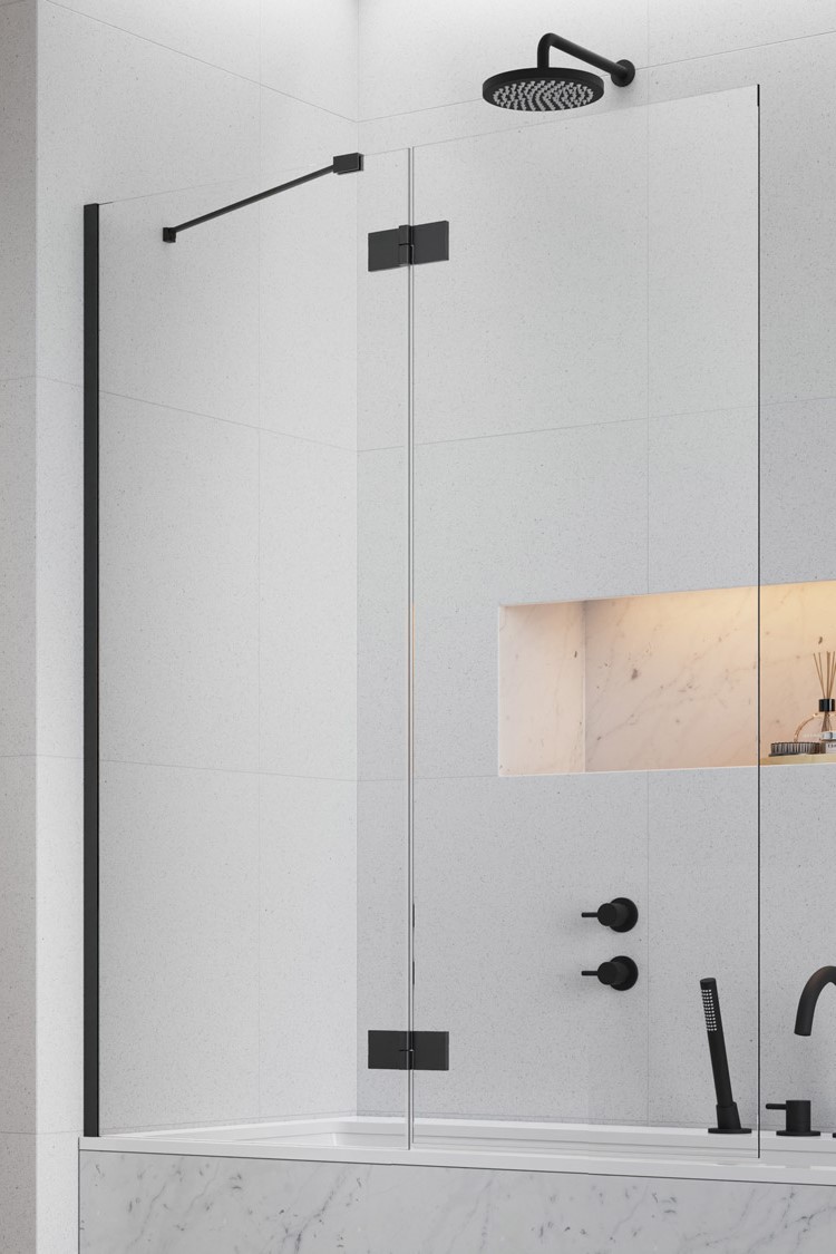 шторка на ванну radaway essenza black pnd ii 130l (прозрачное)