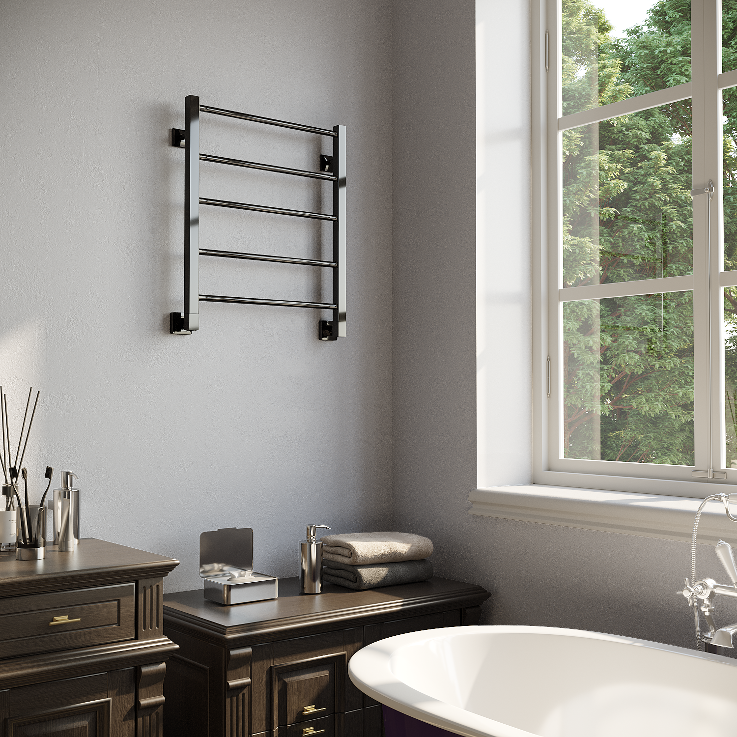 полотенцесушитель водяной stinox classic 50x60 черный глянец