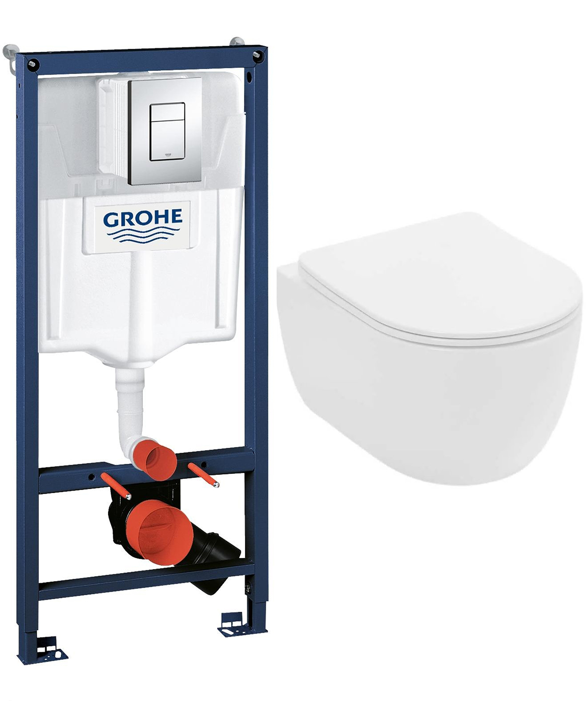 комплект инсталляции grohe rapid sl 38772001 с унитазом lekvo s-801, кнопка skate cosmopolitan, хром