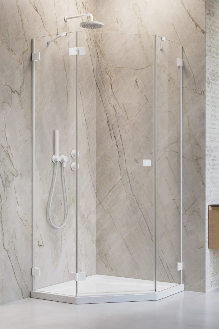 душевой уголок radaway essenza pro white ptj 90x100 правый, стекла прозрачные, профиль белый