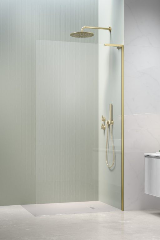 душевой уголок radaway modo sl brushed light gold ii 65x200 правый, стекла прозрачные, профиль брашированное светлое золото