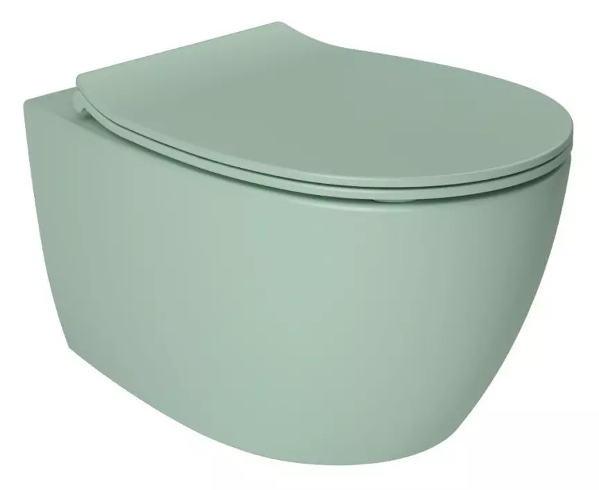 унитаз подвесной isvea sentimenti neo 10ar02010sv-2t безободковый, мятно-зеленый матовый