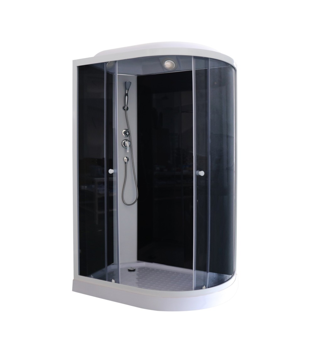 душевая кабина parly classic эконом ec1231l 120x80 тонированное стекло / черные задние стенки