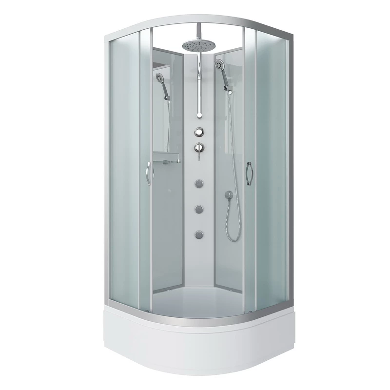душевая кабина niagara classic ng-3302-14bktg 100x100 без крыши, стекла матовые, профиль серебро