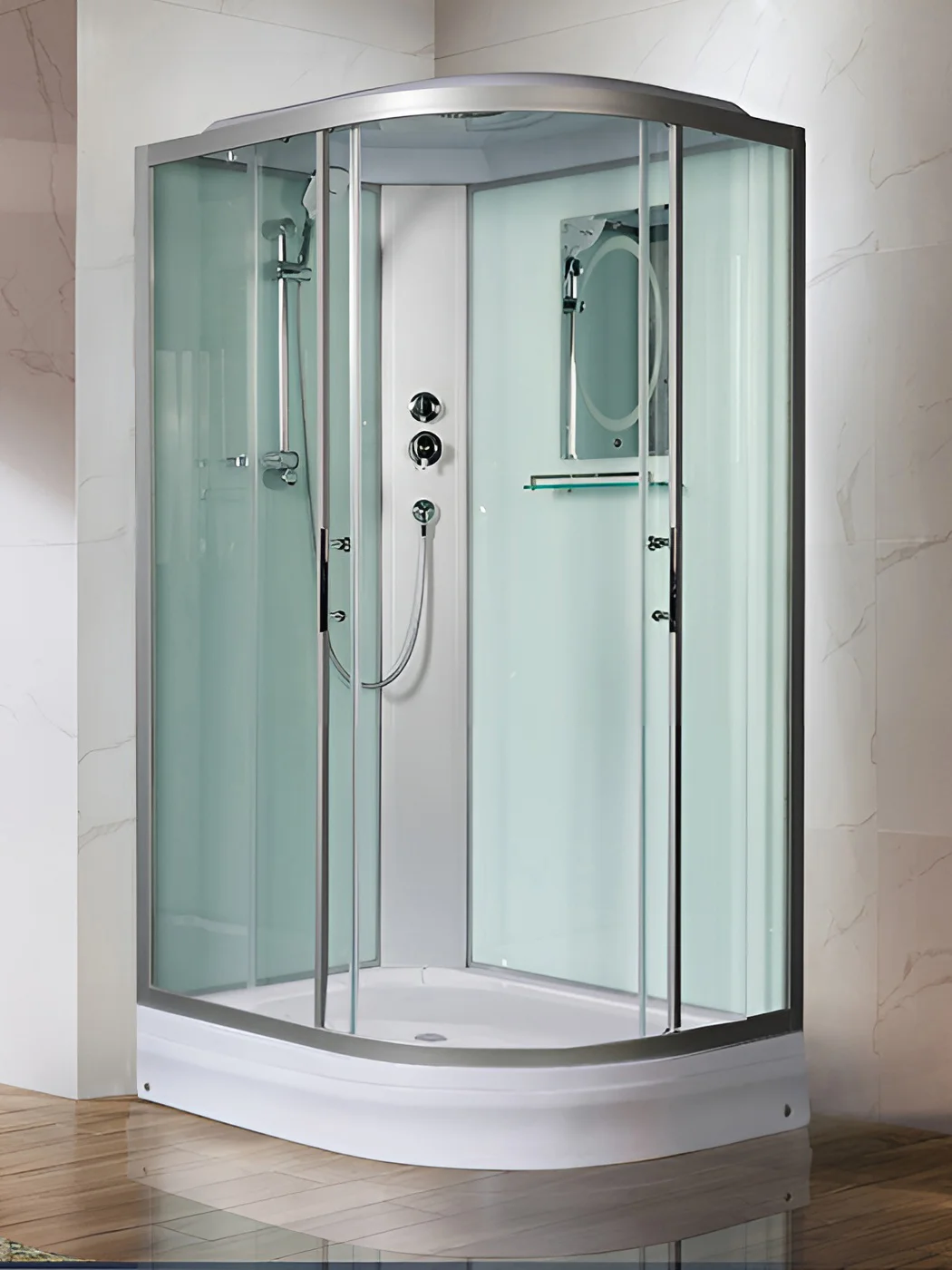 душевая кабина welt-wasser werra xl 1202 l 120x90 левая, стекла прозрачные, профиль хром