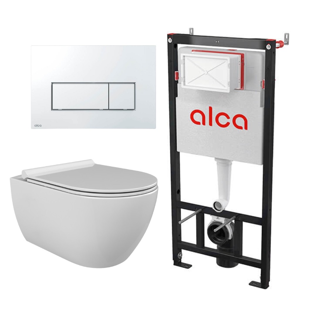 комплект инсталляции alcaplast 571 с унитазом cerastyle city клавиша глянцевый хром