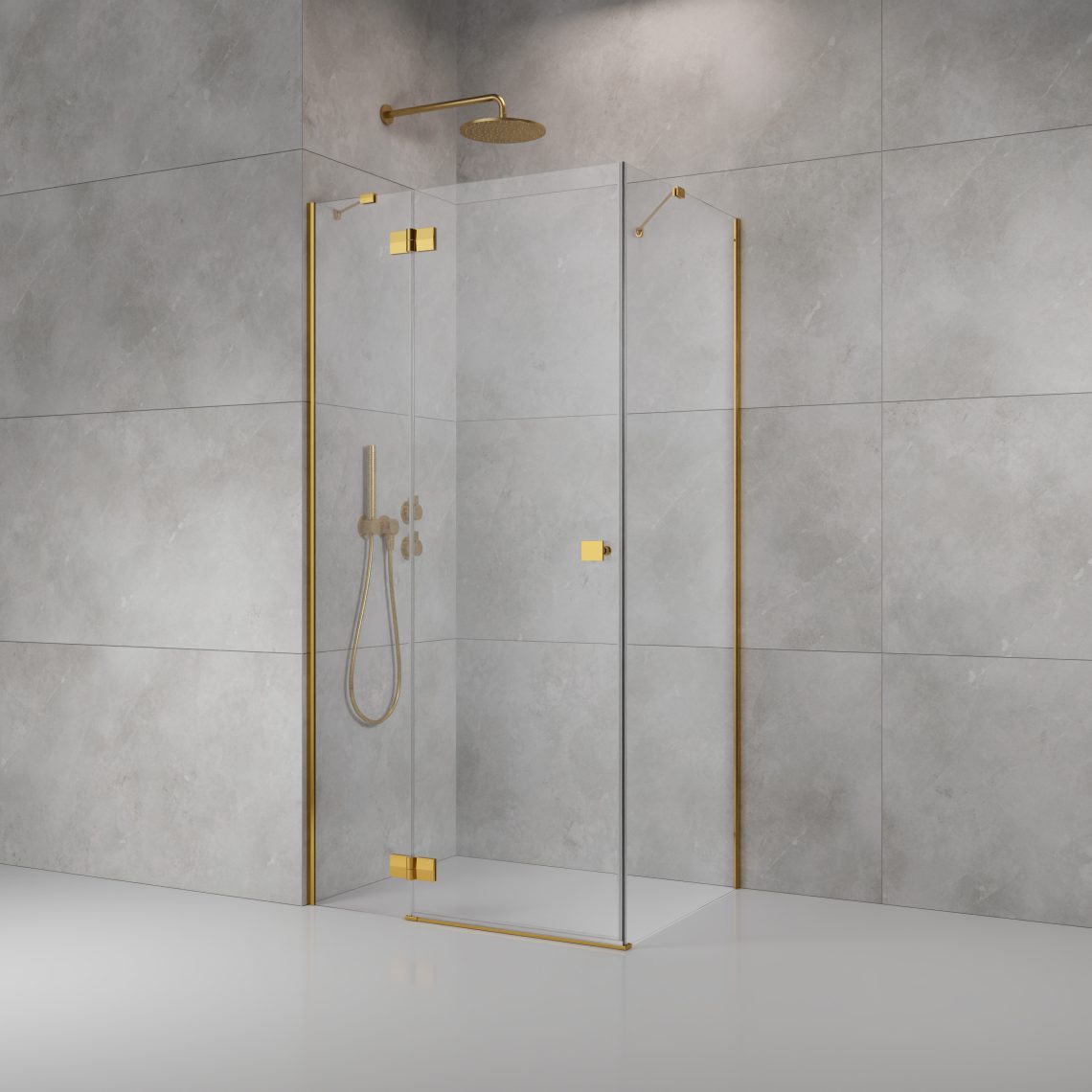 душевой уголок radaway almatea se gold kdj 100x80 левый, стекла прозрачные, профиль золото