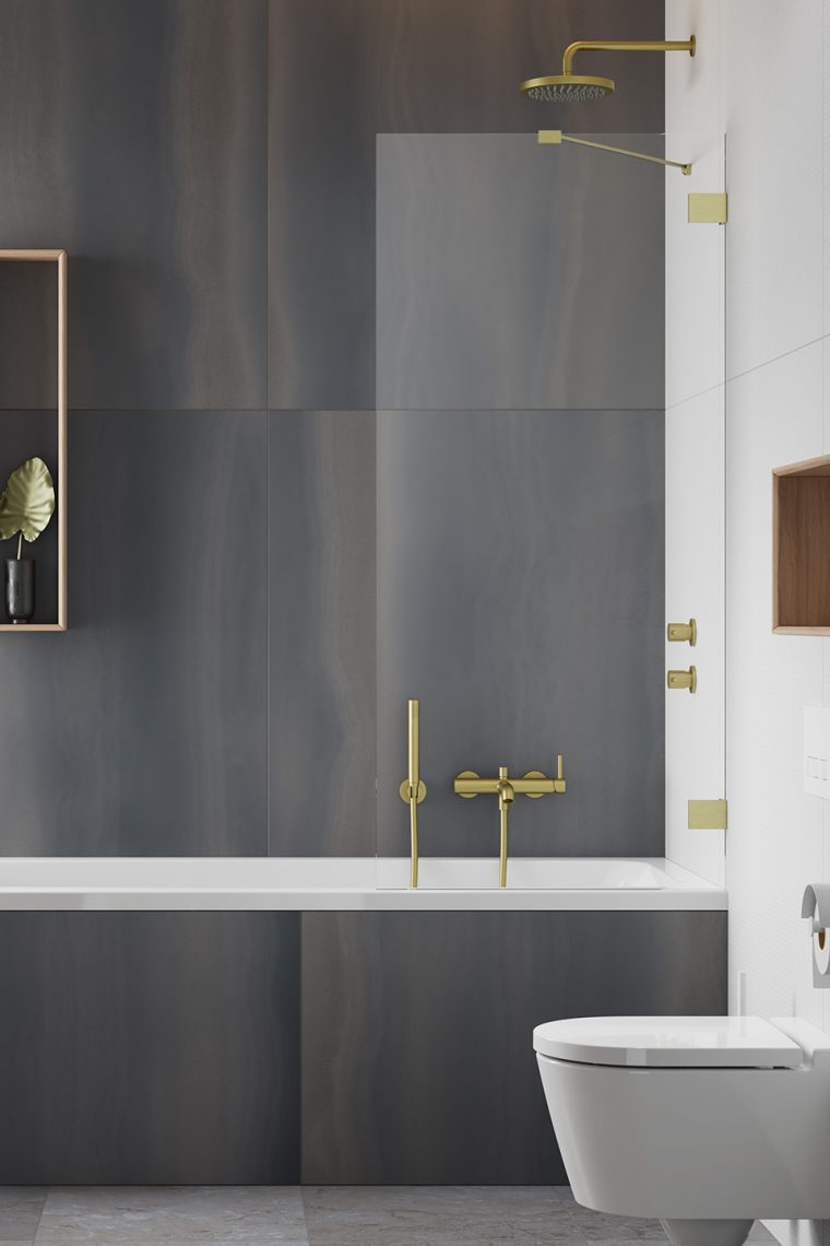 шторка на ванну radaway essenza pro brushed gold pnj ii 60x150 (прозрачное/брашированное золото)