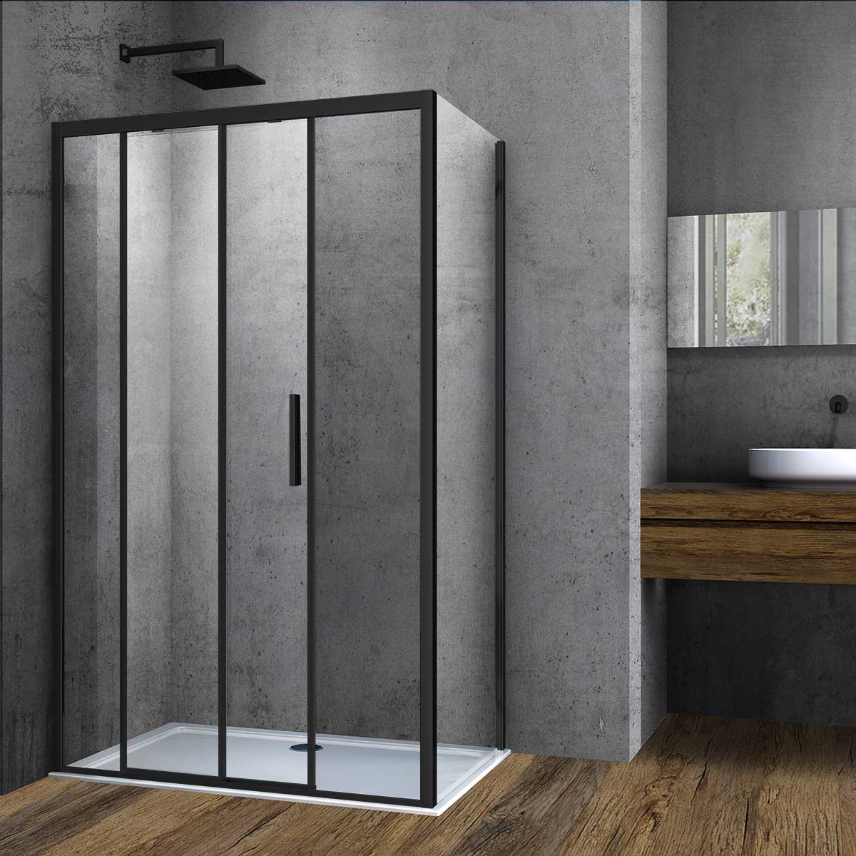 душевой уголок vincea soft vsr-3so9012clb 120x90 прозрачное стекло / профиль черный