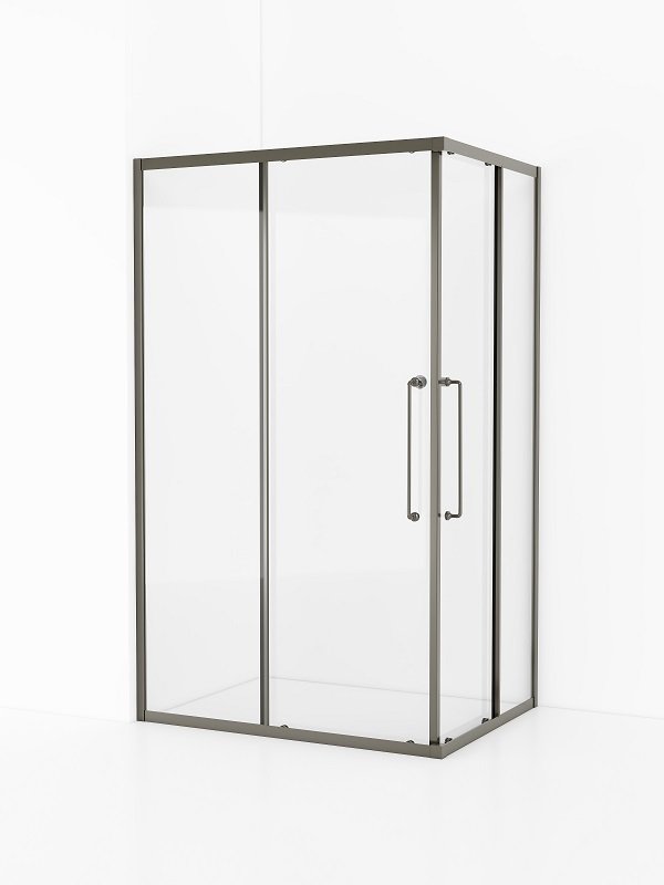 душевой уголок cezares relax-304-ah-2-120/90-c-gm 120x90 стекла прозрачные, профиль оружейная сталь