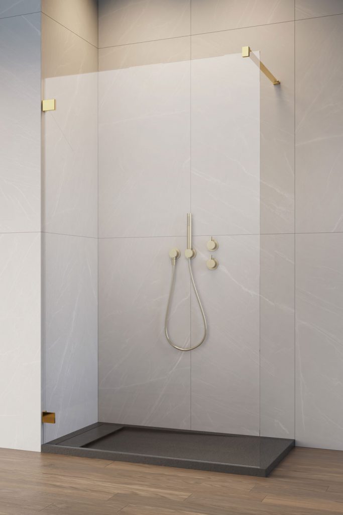 душевой уголок radaway essenza pro gold walk-in 130 стекло прозрачное, профиль золото