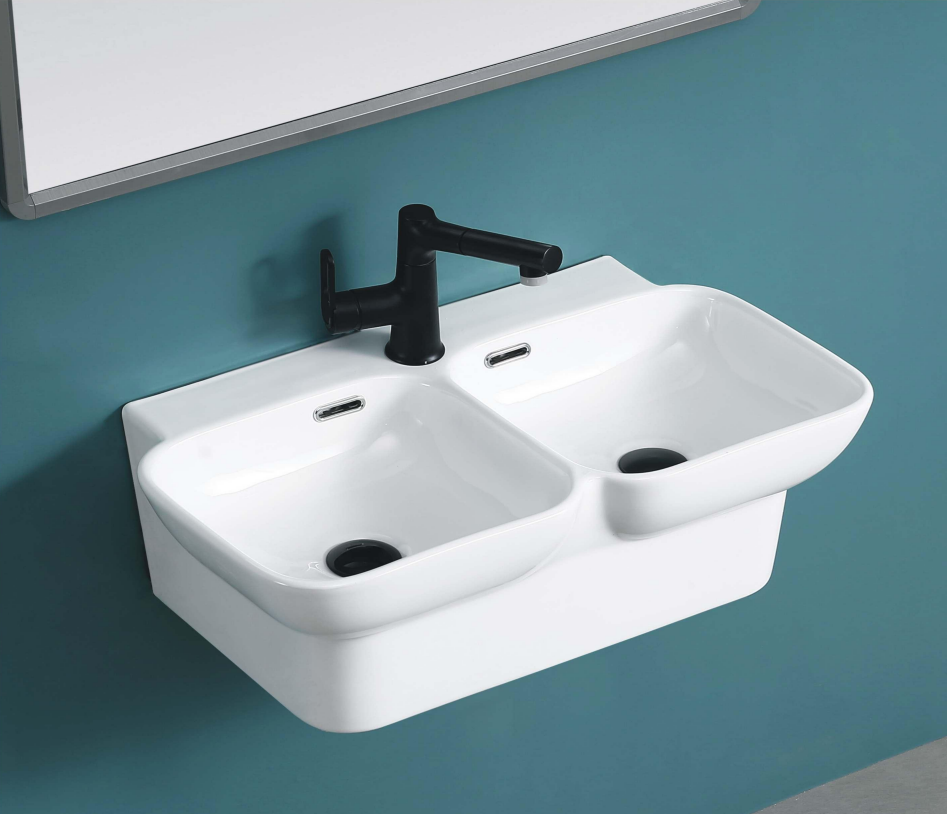 умывальник подвесной двойной cerutti spa double nemi 65x39 белый