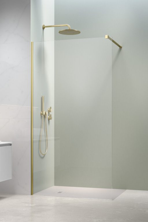 душевой уголок radaway modo new brushed light gold ii 145x200 cтекла прозрачные, профиль брашированное светлое золото