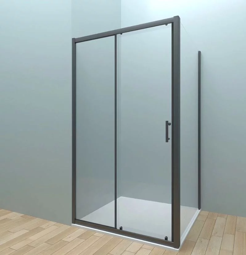 душевой уголок veconi rv072b-11070-01-c4 110x70 стекла прозрачные, профиль черный