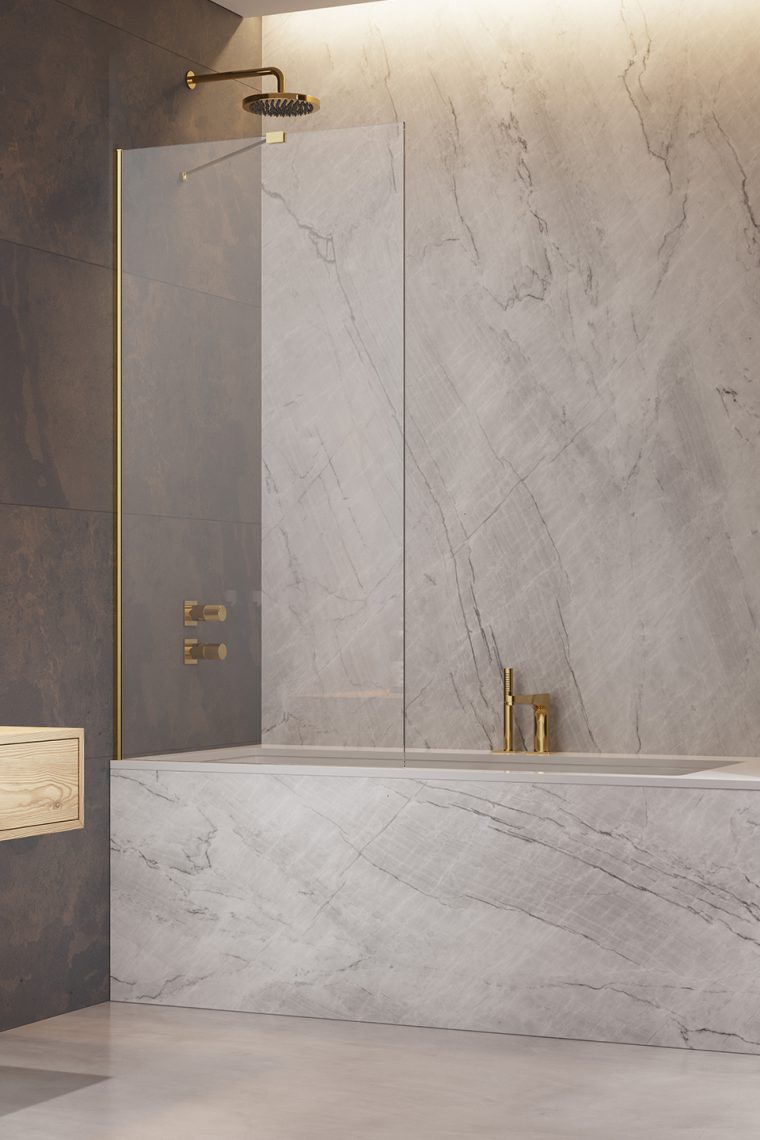 шторка на ванну radaway modo new gold pnj ii 50x150 стекла прозрачные, профиль золото